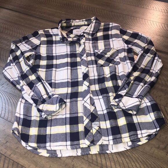 Rails Really Soft Hunter Flannel Shirt Perfectly Positioned Pocket Blue Yellow - Picture 5 of 17